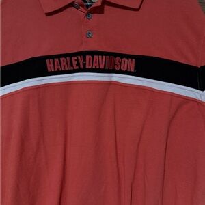 Harley-Davidson Men's Coral and Black Polo Shirt